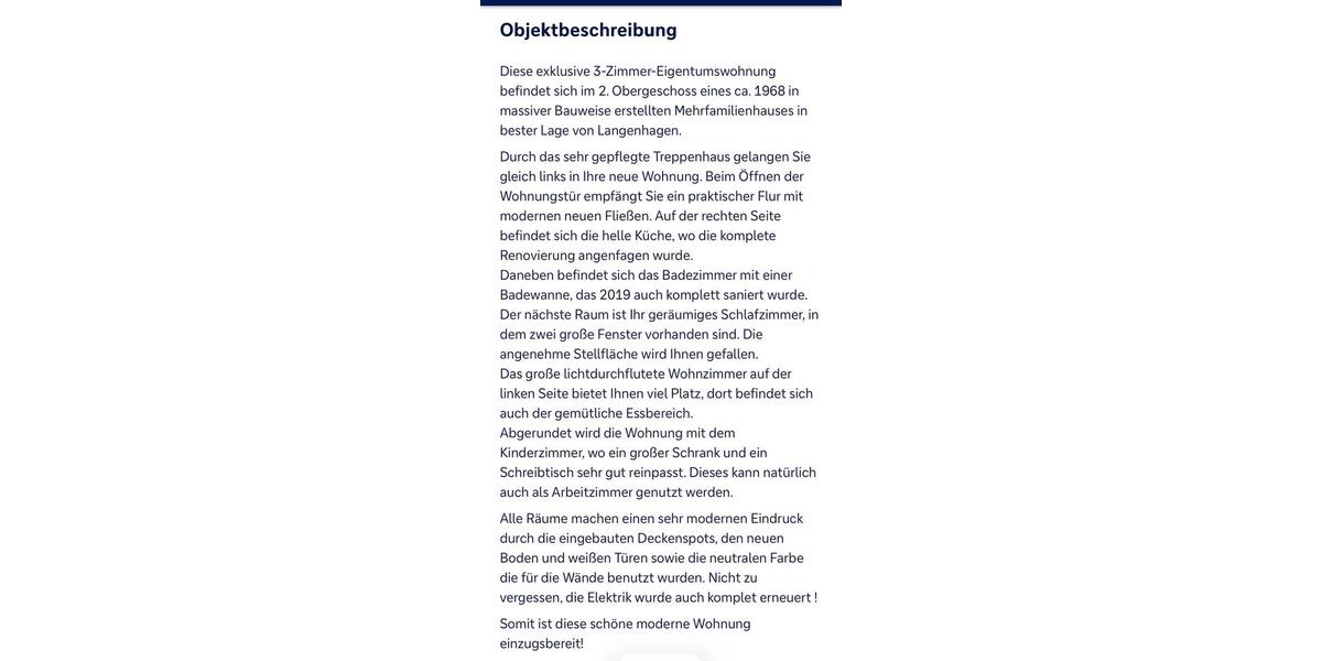 Etagenwohnung Langenhagen - 3 Zimmer, 63 m&sup2;, 820&euro; | Angebot:25417226