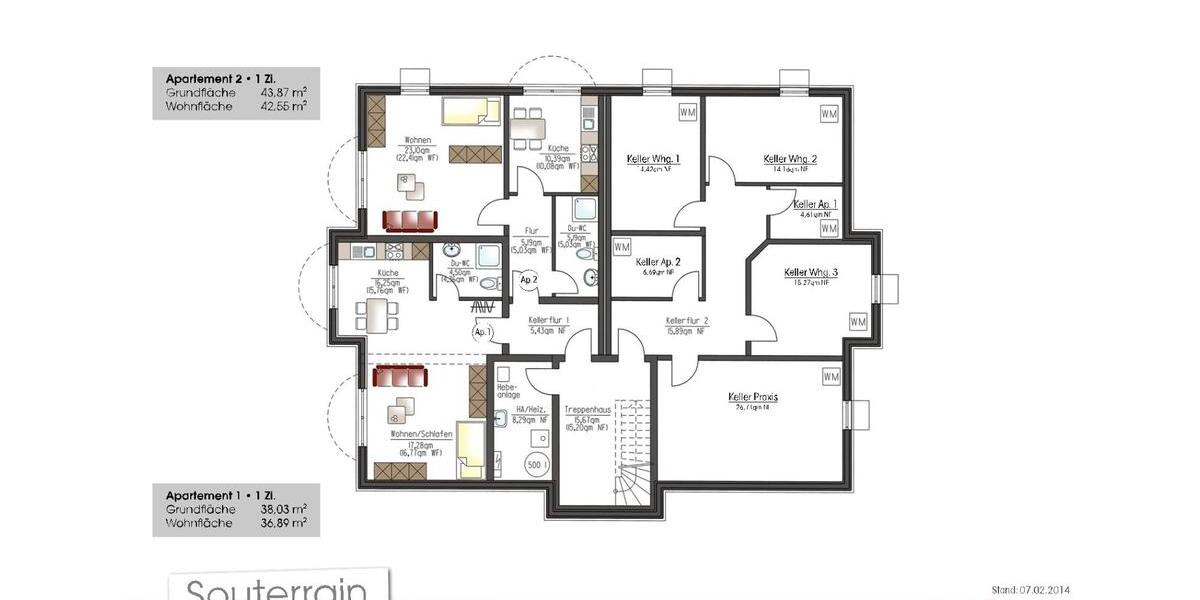 Etagenwohnung Hannover Ahlem-Badenstedt-Davenstedt - 1 Zimmer, 43 m&sup2;, 555&euro; | Angebot:25342411