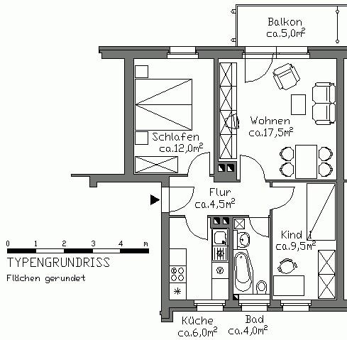 Etagenwohnung Hannover Döhren-Wülfel - 3 Zimmer, 55 m&sup2;, 553&euro; | Angebot:25919281