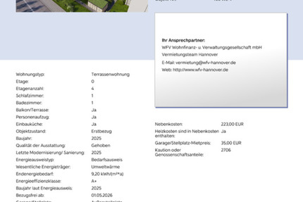 Wohnung Ronnenberg - 2 Zimmer, 65 m&sup2;, 902&euro; | Angebot:25783980