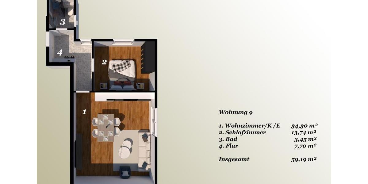 Dachgeschoßwohnung Hemmingen - 2 Zimmer, 59 m&sup2;, 770&euro; | Angebot:25922701