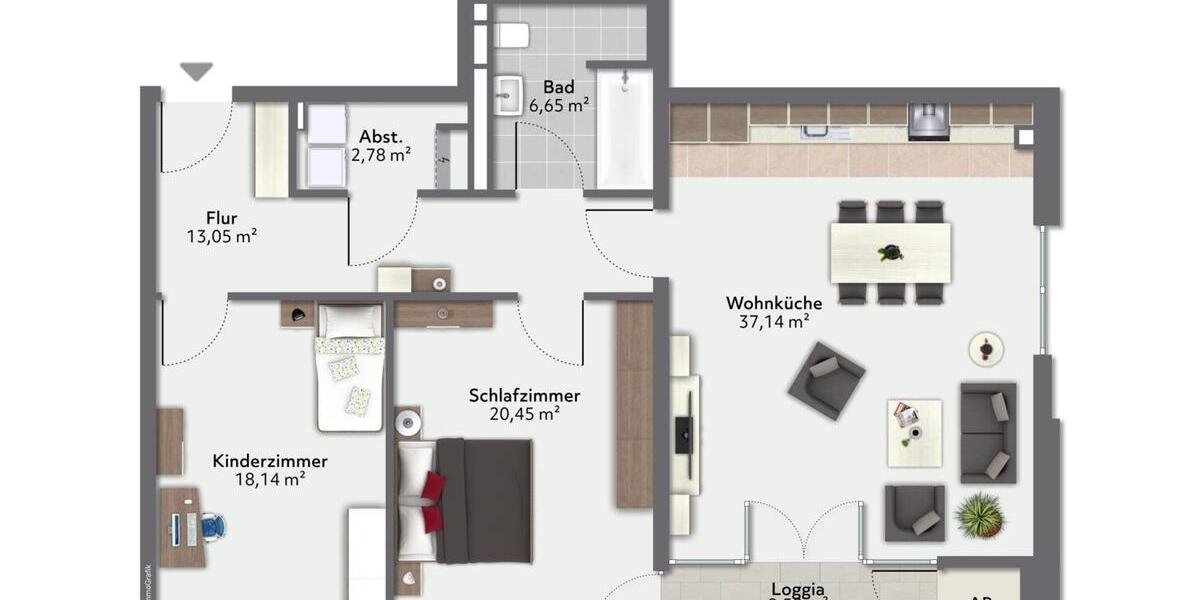 Etagenwohnung Langenhagen - 3 Zimmer, 103 m&sup2;, 1.175&euro; | Angebot:26479611