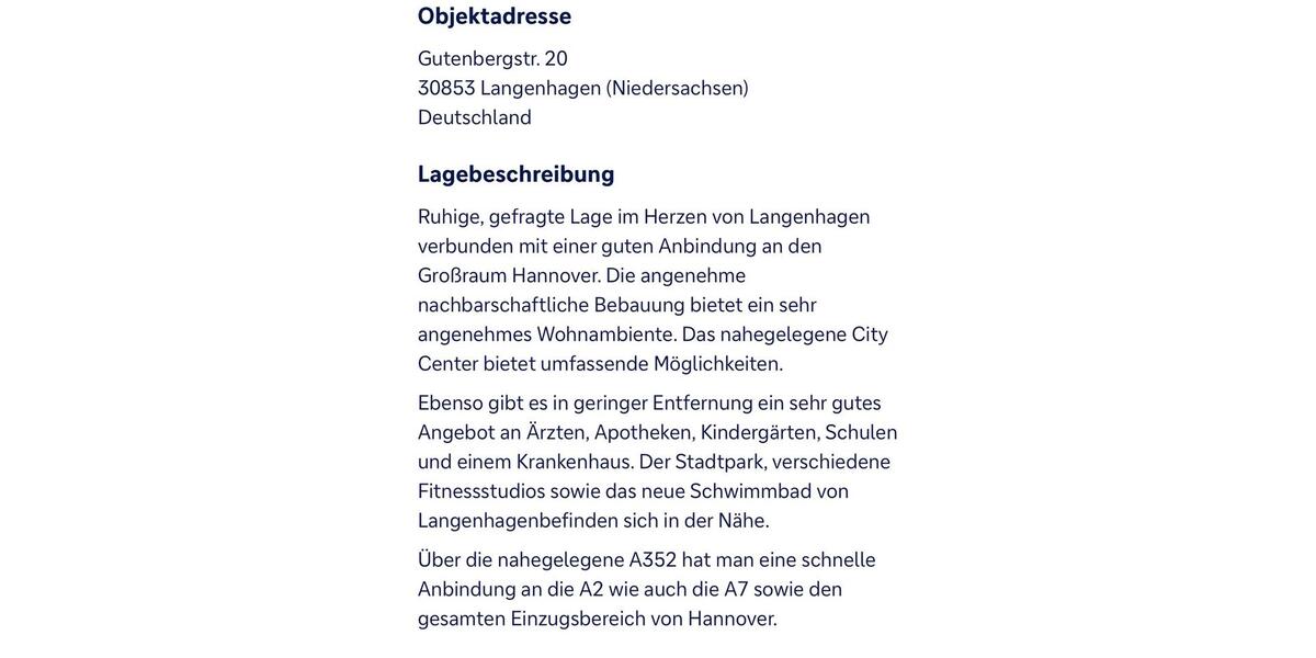 Etagenwohnung Langenhagen - 3 Zimmer, 63 m&sup2;, 820&euro; | Angebot:25417226