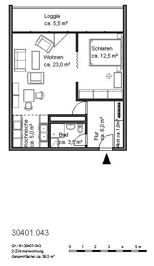 Etagenwohnung Hannover Vahrenwald-List - 2 Zimmer, 56 m&sup2;, 533&euro; | Angebot:25882025