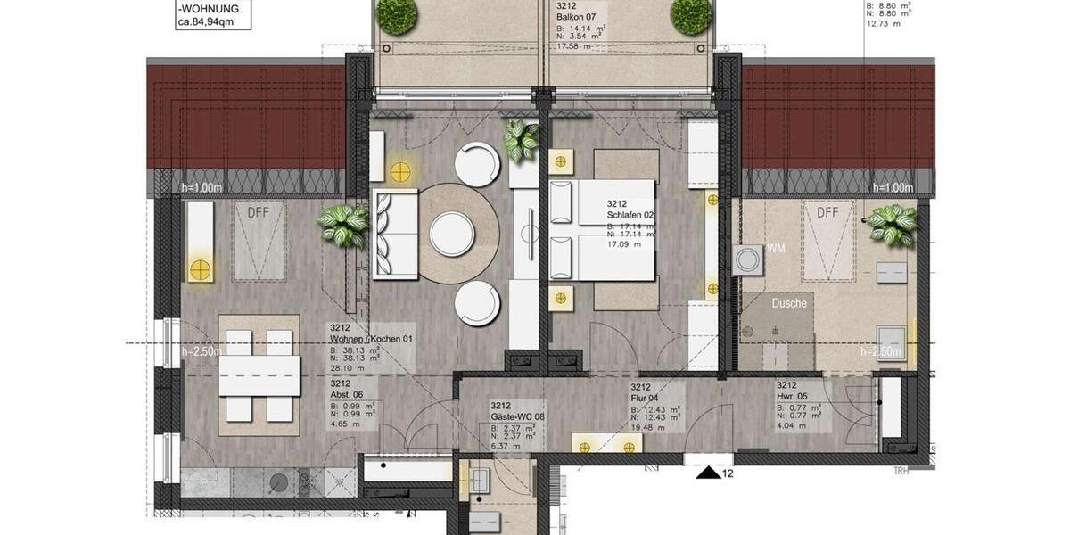 Erdgeschoßwohnung Wedemark - 2 Zimmer, 50 m&sup2;, 1.000&euro; | Angebot:19879616