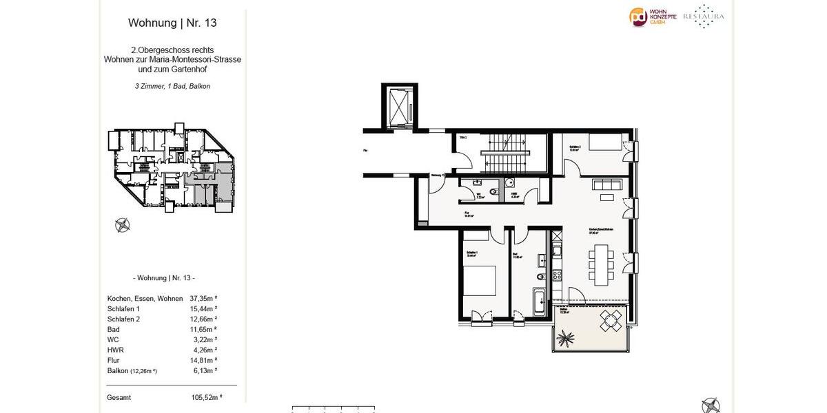 Etagenwohnung Langenhagen Engelbostel - 3 Zimmer, 106 m&sup2;, 405.000&euro; | Angebot:27023247