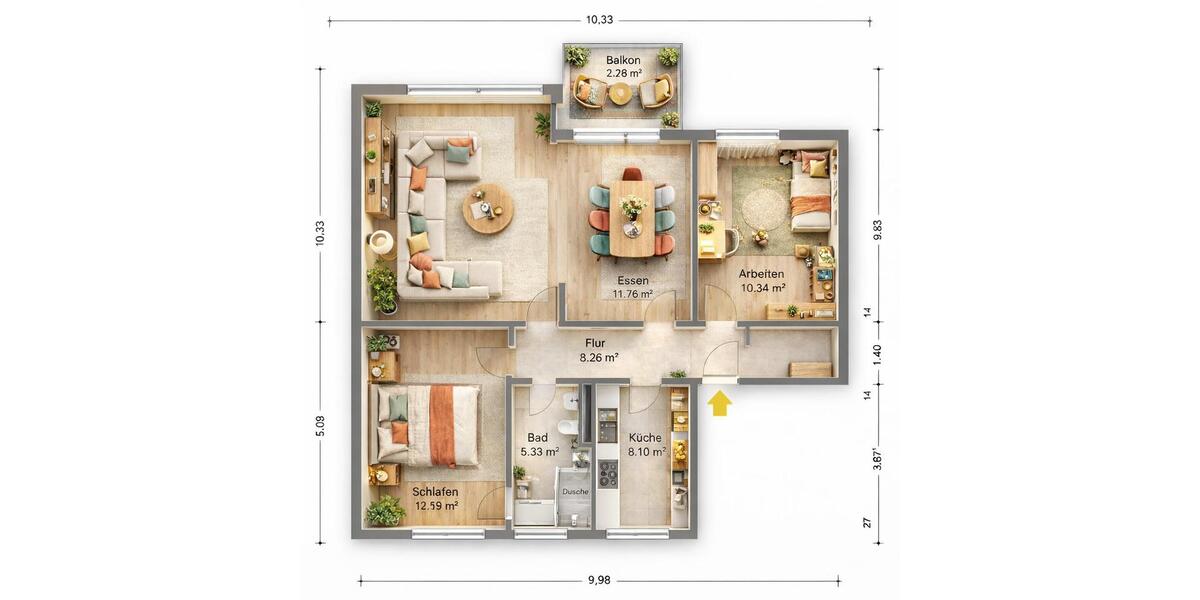 Etagenwohnung Isernhagen - 4 Zimmer, 84 m&sup2;, 217.000&euro; | Angebot:26198511