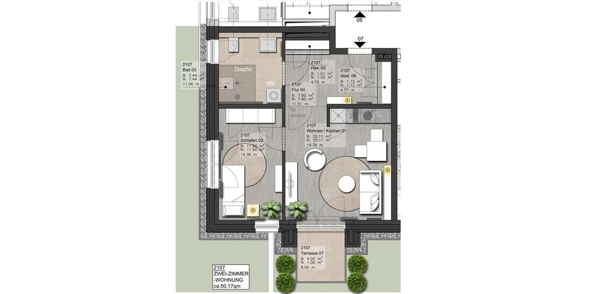 Erdgeschoßwohnung Wedemark - 2 Zimmer, 50 m&sup2;, 1.000&euro; | Angebot:19879616