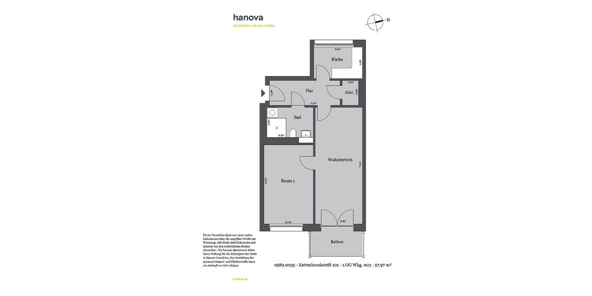 Etagenwohnung Hannover Döhren-Wülfel - 2 Zimmer, 59 m&sup2;, 644&euro; | Angebot:26232171