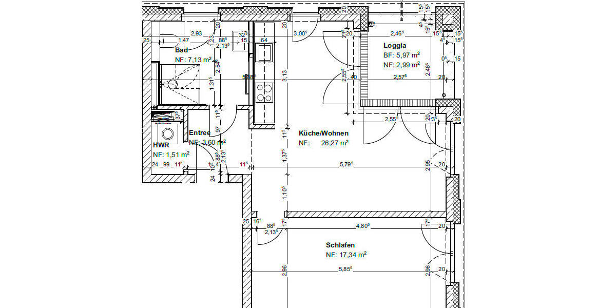 Etagenwohnung Hannover Döhren - 2 Zimmer, 59 m&sup2;, 920&euro; | Angebot:26627293