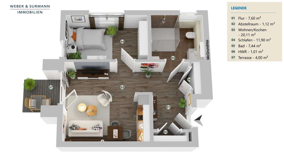 Erdgeschoßwohnung Wedemark - 2 Zimmer, 50 m&sup2;, 1.000&euro; | Angebot:19879616