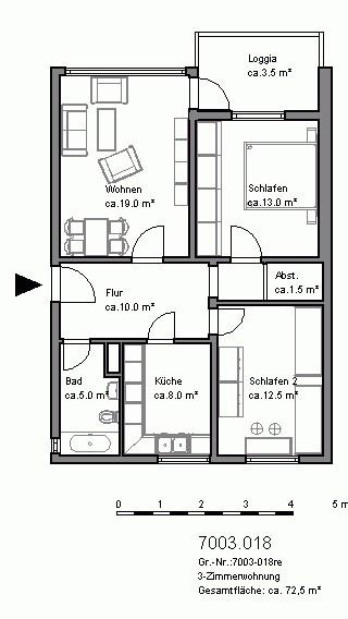 Erdgeschoßwohnung Hannover Buchholz-Kleefeld - 3 Zimmer, 72 m&sup2;, 818&euro; | Angebot:24871812