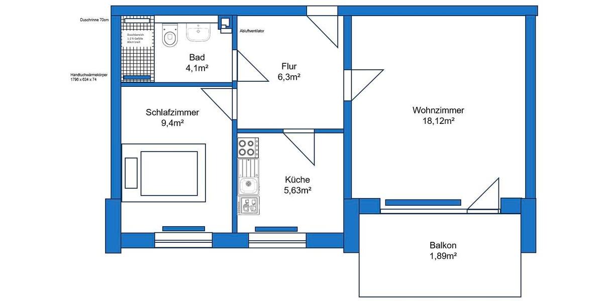Erdgeschoßwohnung Seelze - 2 Zimmer, 45 m&sup2;, 500&euro; | Angebot:25842975