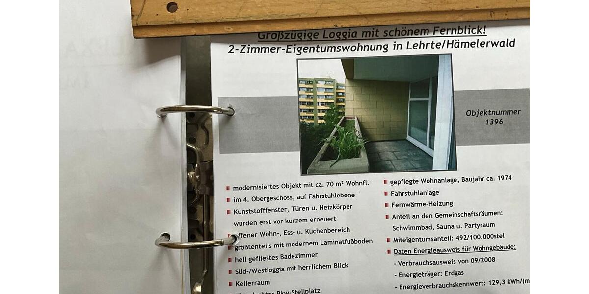 Etagenwohnung Lehrte - 2 Zimmer, 70 m&sup2;, 110.000&euro; | Angebot:26483637