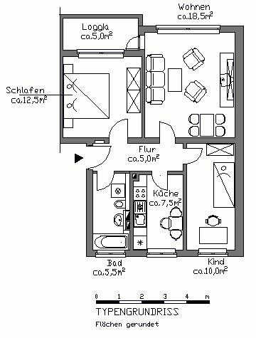 Etagenwohnung Hannover Herrenhausen-Stöcken - 3 Zimmer, 60 m&sup2;, 676&euro; | Angebot:25899821