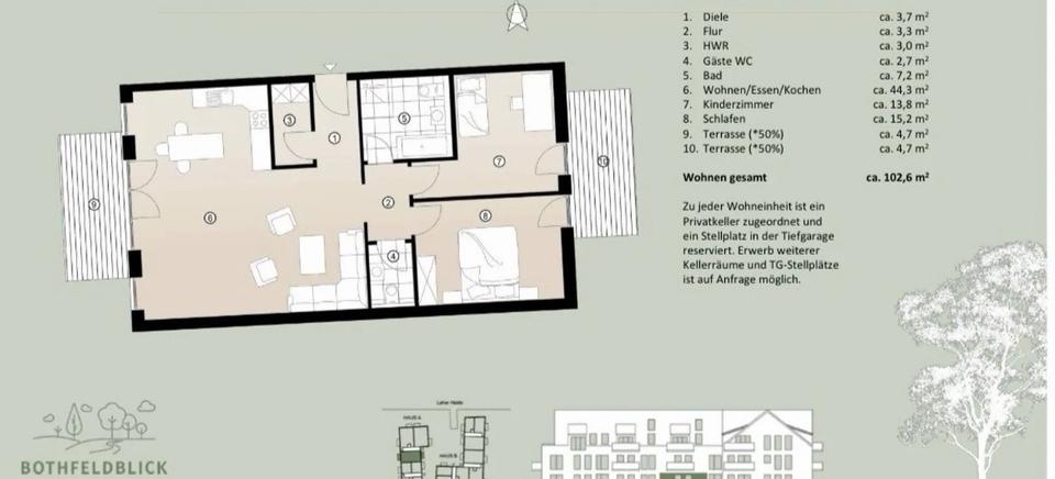 Erdgeschoßwohnung Hannover Bothfeld-Vahrenheide - 3 Zimmer, 103 m&sup2;, 1.650&euro; | Angebot:25963570