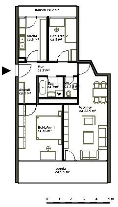 Etagenwohnung Hannover Bothfeld-Vahrenheide - 3 Zimmer, 74 m&sup2;, 573&euro; | Angebot:25855443