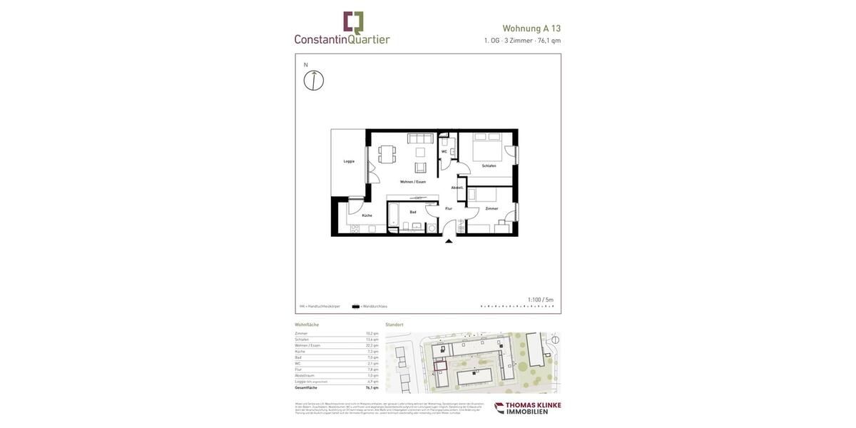 Etagenwohnung Hannover Vahrenwald-List - 3 Zimmer, 76 m&sup2;, 1.294&euro; | Angebot:25306594