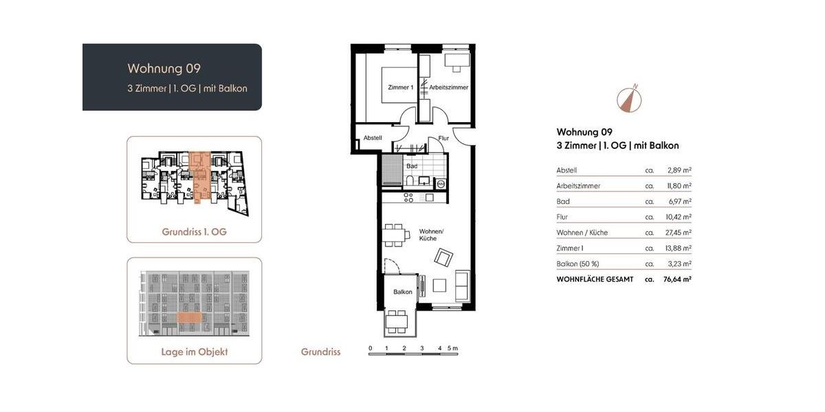 Etagenwohnung Hannover Nord - 3 Zimmer, 77 m&sup2;, 1.225&euro; | Angebot:26133187
