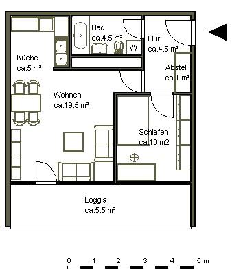 Etagenwohnung Hannover Bothfeld-Vahrenheide - 2 Zimmer, 50 m&sup2;, 398&euro; | Angebot:25984474