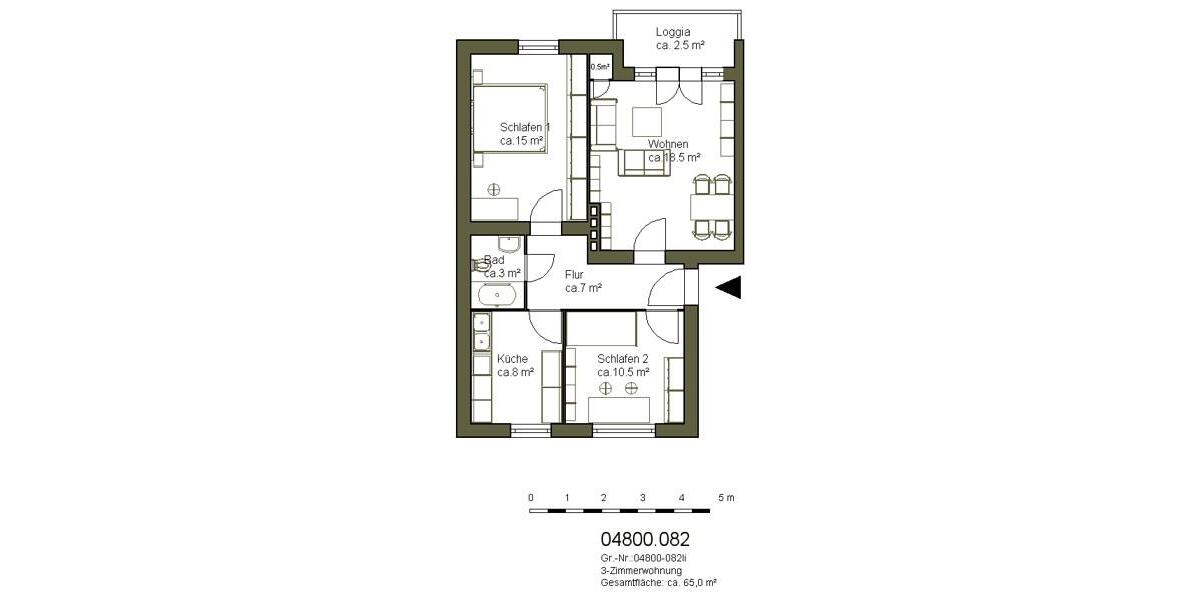 Etagenwohnung Hannover Herrenhausen-Stöcken - 3 Zimmer, 68 m&sup2;, 657&euro; | Angebot:23359563